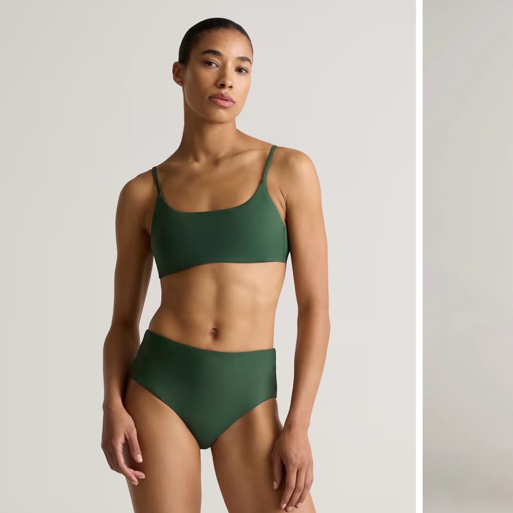 NWT Quince Italian Scoop Neck Bikini Top Palm Green Medium